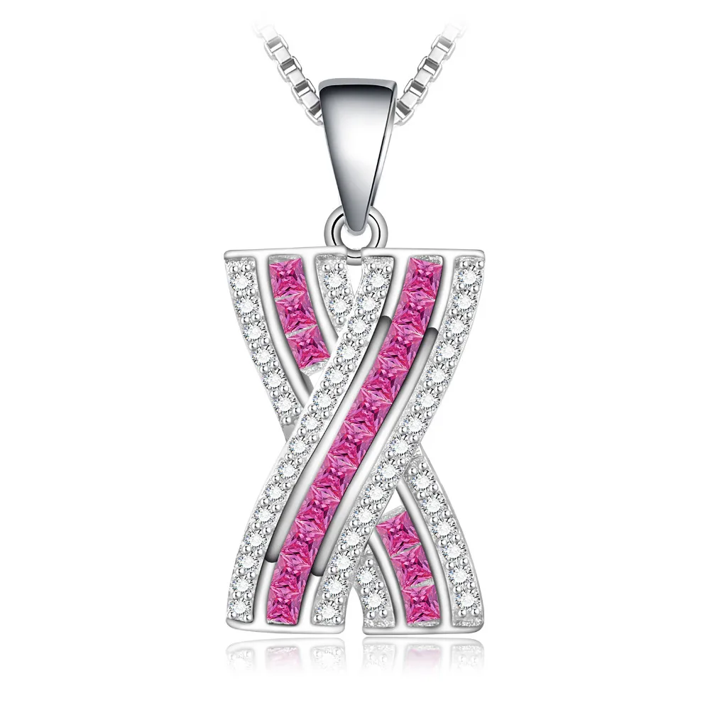 

JewelryPalace X Mark Princess Cut Created Pink Sapphire Pendant 925 Sterling Silver Fashion Jewelry Not Include A Chain