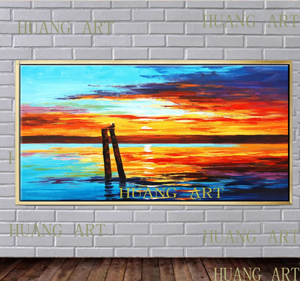 

hand-painted Seascape Oil Painting Hand Painted Sailing sceneC Decorate the lobby of the hotel family hall Large murals No Fr