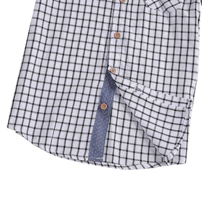 Г. летняя повседневная клетчатая рубашка для маленьких мальчиков топы из хлопка с отложным воротником, внешние кнопки, одежда для маленьких мальчиков рубашка для мальчиков детская одежда