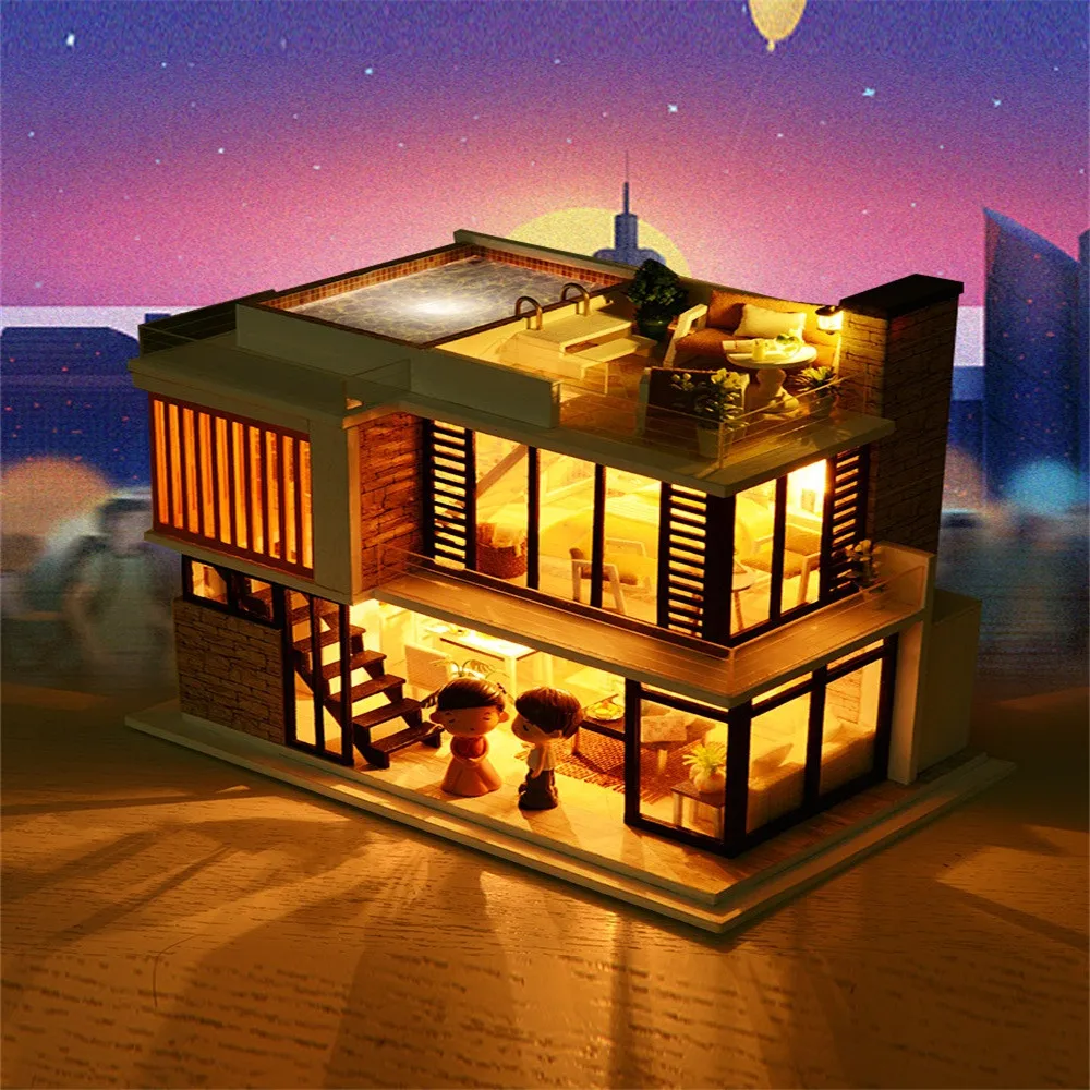 Buy Woods LEDs Cabins Matches 3D Wooden DIY Miniature