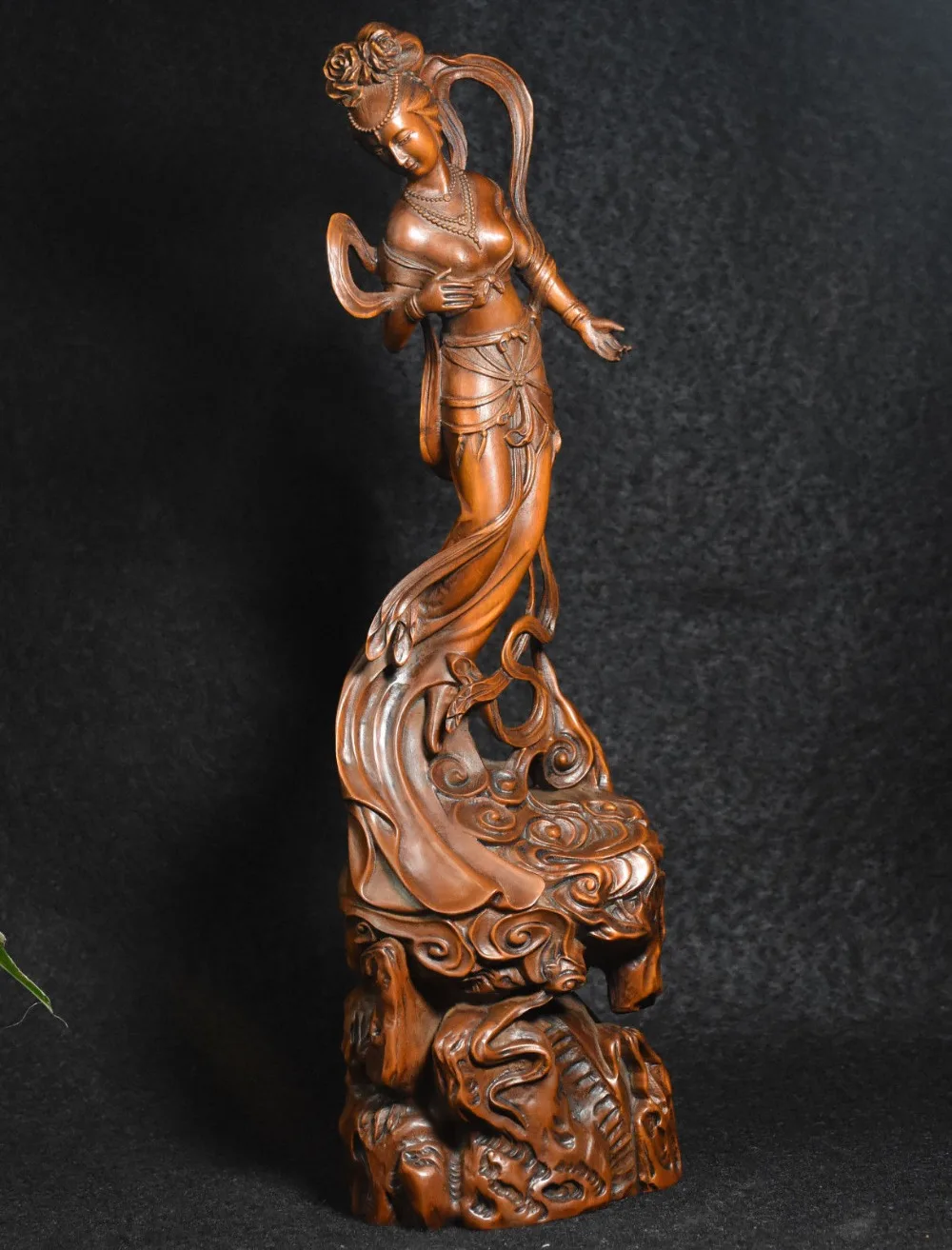 Рождество 1" Китайский буддизм деревянный ящик летающий Apsaras Saraswati belle статуэтку богини Хэллоуин