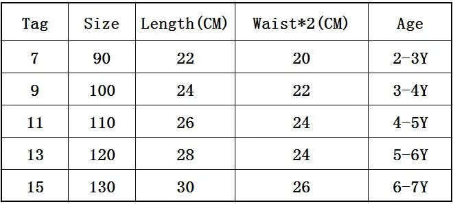 Size chart