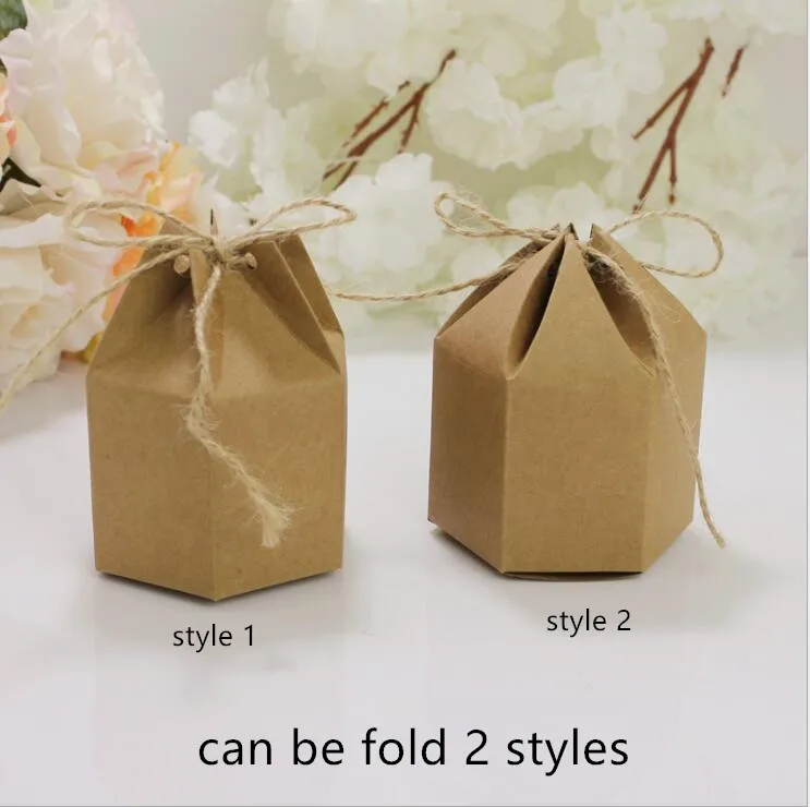 

10pcs Retro Kraft Paper Box For Cookie Party Favor Box Gift Packaging Small Cardboard Carton Box With Rope