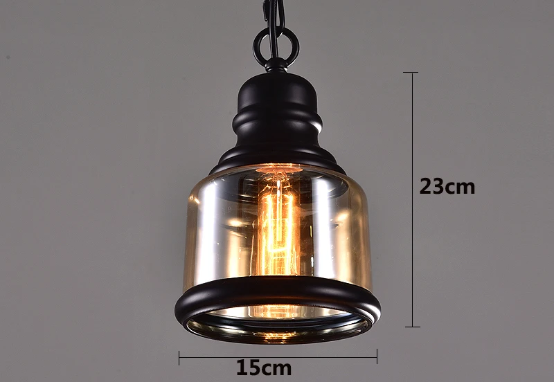 Vintage Loft Pendant Light Industrial Style Amber Glass Lamp Bar/Restaurant Retro Room Bar Bed Room 3 Style Pendant Light