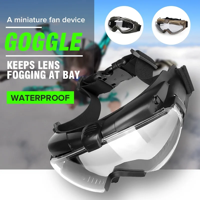 Tactical Military Airsoft Anti-fog Dust Regulator Safety Goggles Glasses W// Fan