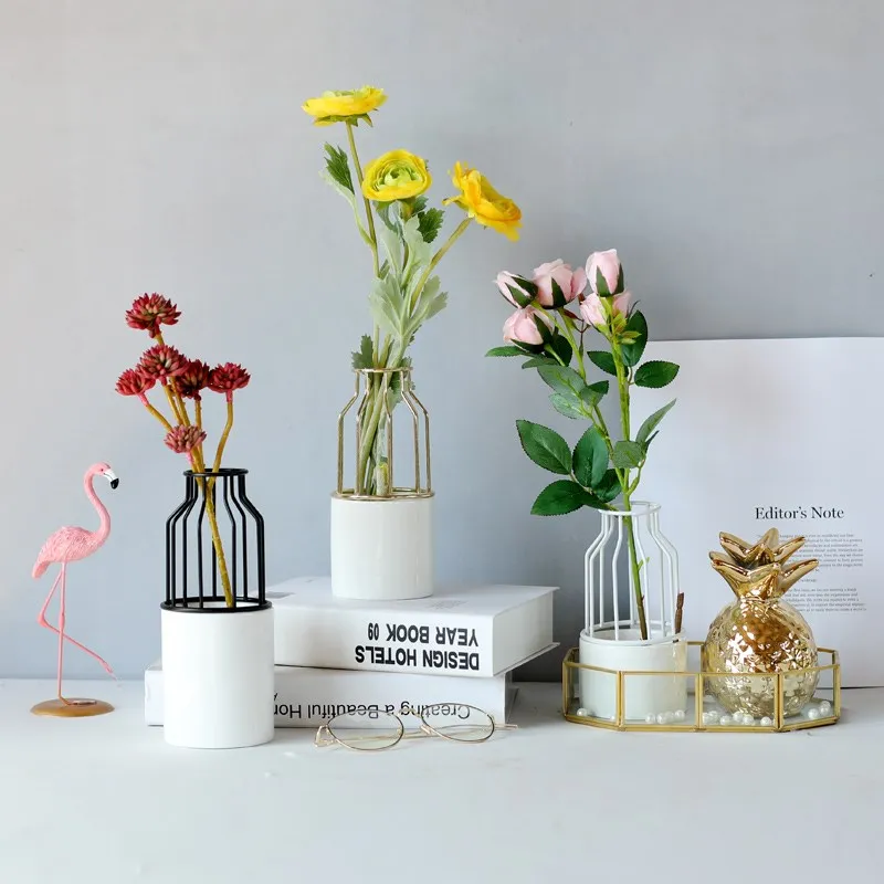 Скандинавские творческие гостиной керамическая ваза гидропонная зеленая растение цветок вставляется бытовой Утюг искусство небольшая ваза цветок стенд подарки