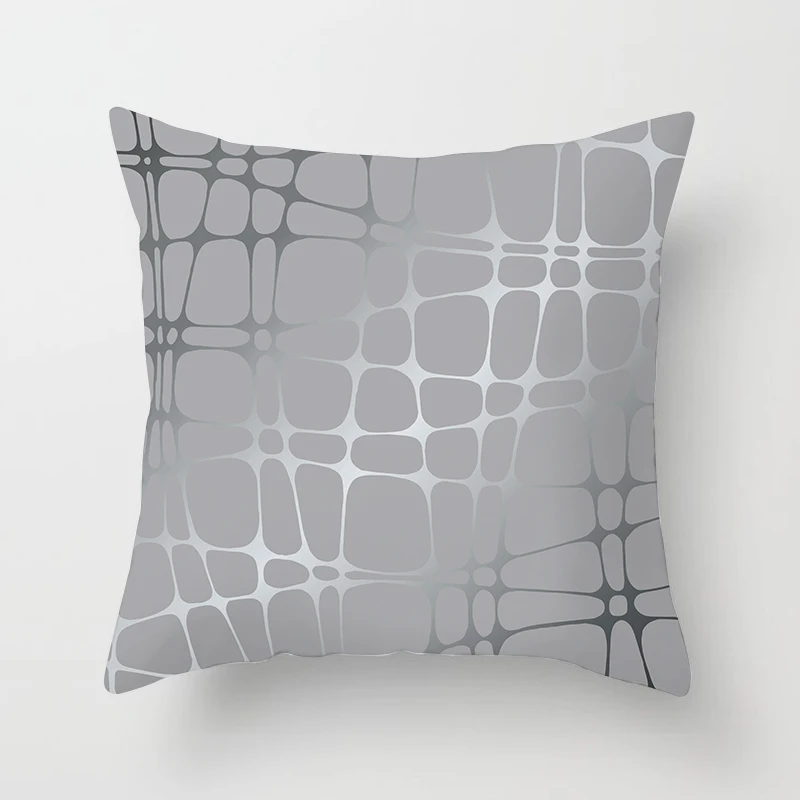 

Peach Skin Polyester Pillow Cover Grey Geometrical Irregular Grid Fronhas Almofada Decorativa Pillow Cases Shining Pieces