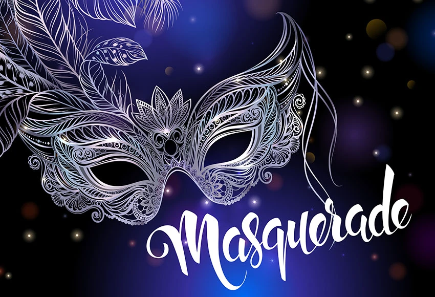 7x5ft Royal Blue Mardi Gras Mask Masquerade Party Custom Photo