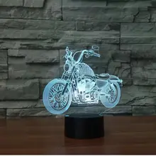 Кроссовый мотоцикл 3D ночник 7 цветов Изменение беспроводной USB настольная лампа Рождественская атмосфера 3D лампа подарок для детей подарок