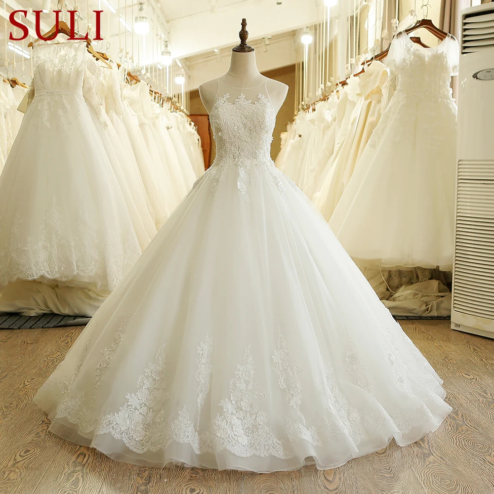 

SL-208 New Arrival A-Line Lace Appliques Wedding Dress Made In China 2017