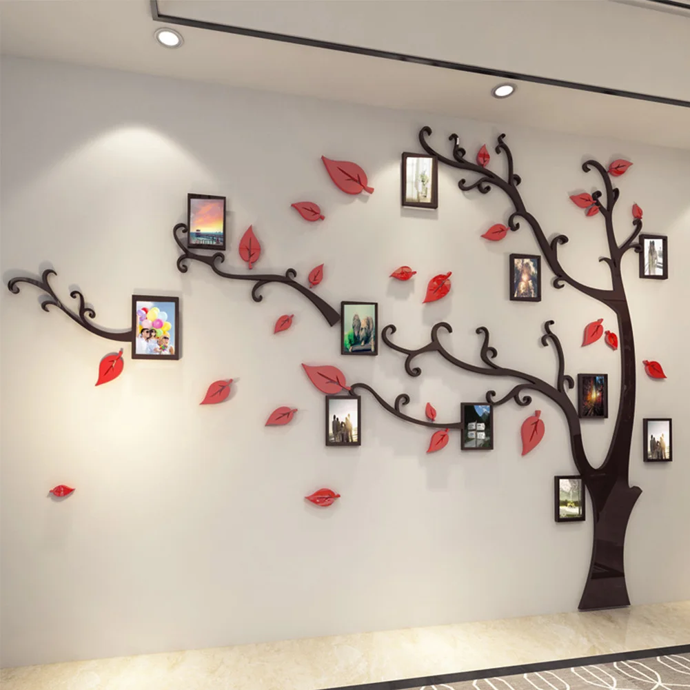 Инновационные 3D акриловые настенные наклейки, декоративные рамки для картин, деревья, Хрустальный узор, украшение для стен в гостиную