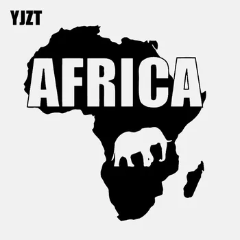 

YJZT 15.5CM*16.6CM Map Africa Animals Geography Decal Vinyl Decoration Black/Silver Car Sticker C22-1304