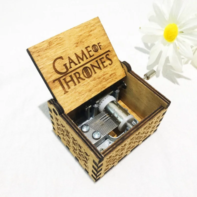 Wooden Music Box Harry Potter Game of Thrones Star Wars Engraved Toys Xmas Decor 