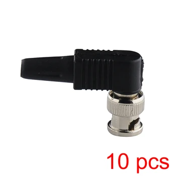 

10x Solderless BNC Male Plug pin RG59 Right Angle Connector for CCTV Camera
