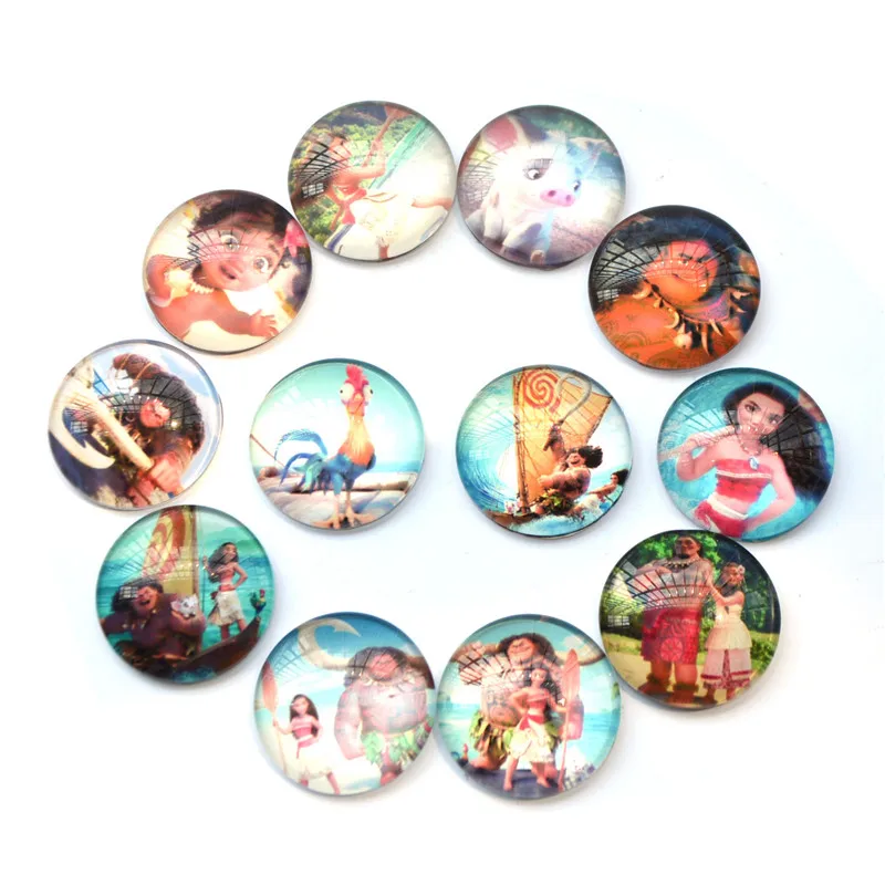 Стеклянный кабошон 20 мм смешанный круглый Моана камея с фотографией