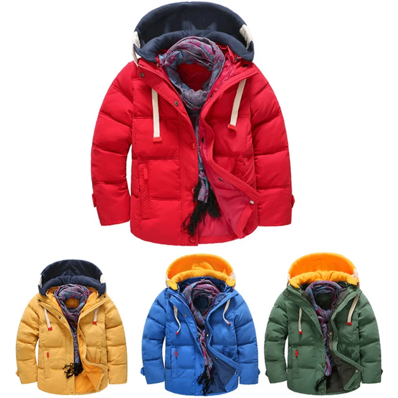 

Children Kids Coat Snowsuit Down Jacket For Boys Parkas Winter Clothing Cheap Thicken Warm Hoodie Solid Warm Casaco Outerwear