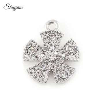 

20PCS Fashion Mixed Crystal Daisy Charm Pendant fit Bracelet with Clear Cubic Zircon DIY Accessories Jewelry 20*17mm