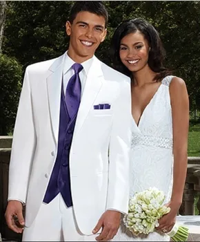 

Brand New Groom Tuxedo White Groomsmen Notch Lapel Wedding/Dinner Suits Best Man Bridegroom (Jacket+Pants+Tie+Vest) B188