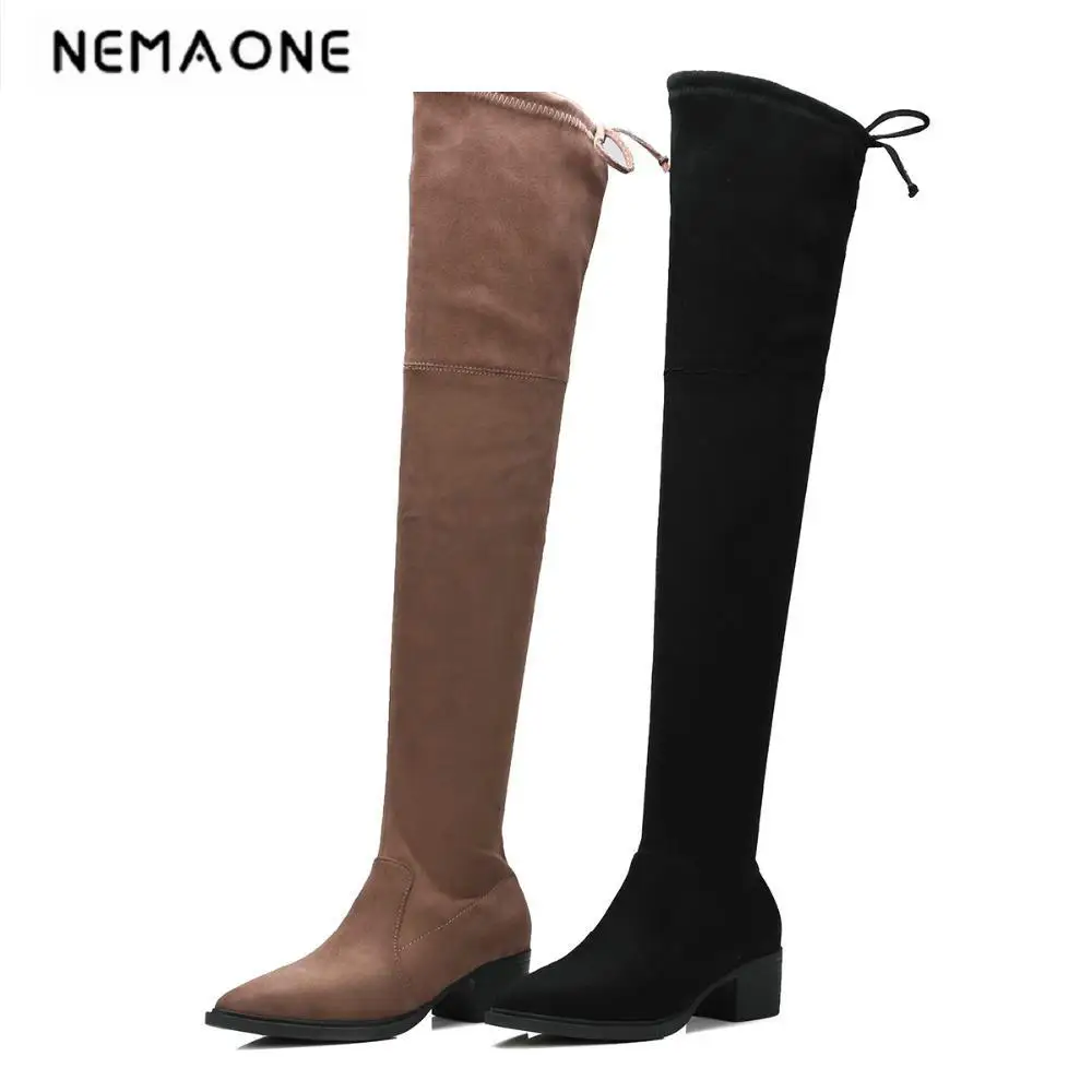 

2018 New Women Stretch Faux Suede Slim Thigh High Boots Sexy Fashion Over the Knee Boots High Heels Woman Shoes
