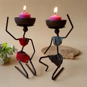 

Creative Iron Art Candle Holder Female Candlestick Restaurant Features Snack Dipping Dish Tableware Stand Ornaments Home Decor