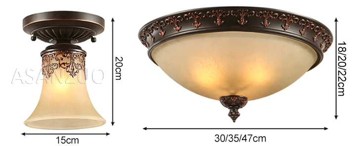 Американский потолочный светильник s Европейский кованого железа смолы стекло потолочный светильник гостиная кухня спальня прохода зал светильник