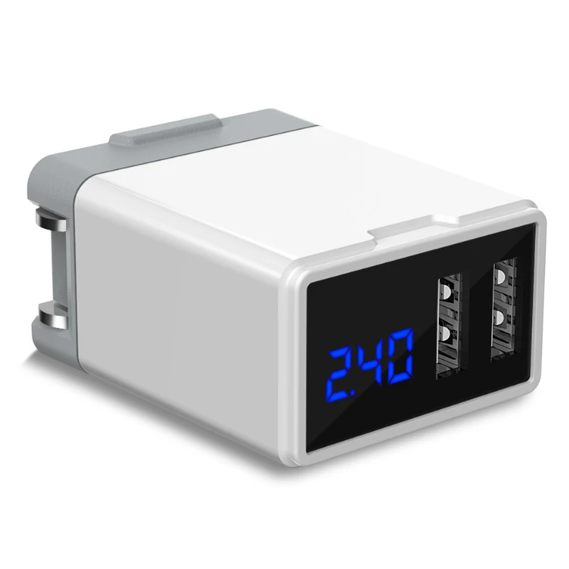 Foldable Plug 5V/2.4A Dual Port Usb Power Adapter With Digital Display Hsj-19 | Электроника
