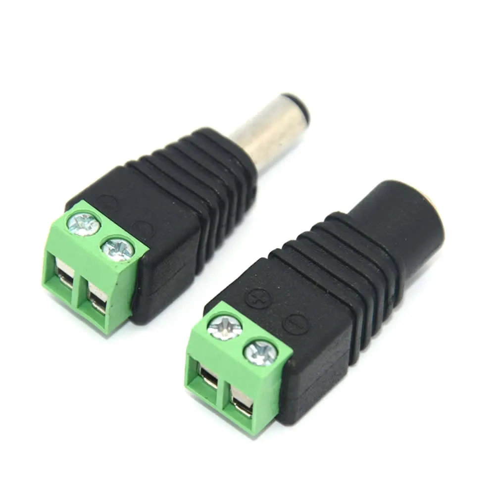 

DC Power Connector 5.5x2.1mm for CCTV Security Camera, Male and Female DC Power Jack Adapter Socket NEW