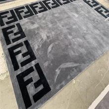 Черный серый двойной FF акриловый мягкий ковер ручной резной пользовательский ковер