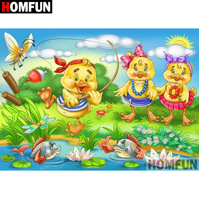 

HOMFUN 5D DIY Diamond Painting Full Square/Round Drill "Cartoon duck" Embroidery Cross Stitch gift Home Decor Gift A09173