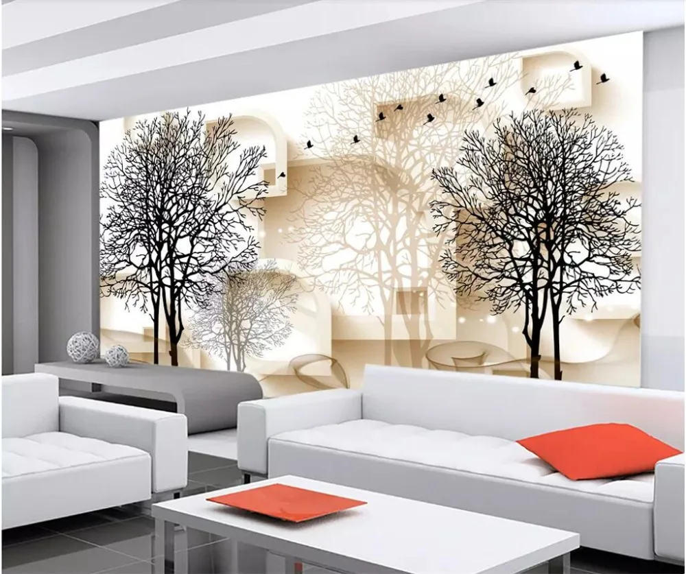 Beibehang papel де parede пользовательские обои 3d фото фрески papel де parede Черное и белое дерево настроение 3D ТВ фон обои