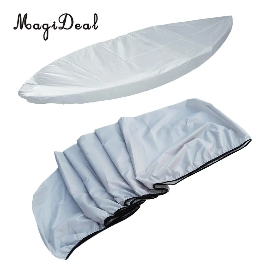 MagiDeal Universal Waterproof Sunblock Cloth 3.5-4m Kayak Canoe Storage Dust Cover Shield for Rowing Boat Dinghy Acce Light Grey