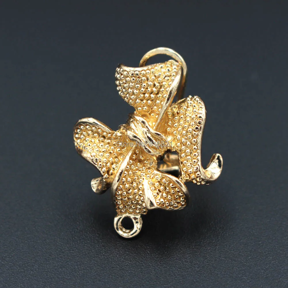 Сережки клипсы с петлей вешалкой бантом DIY Металлические жемчужные бусы сережки