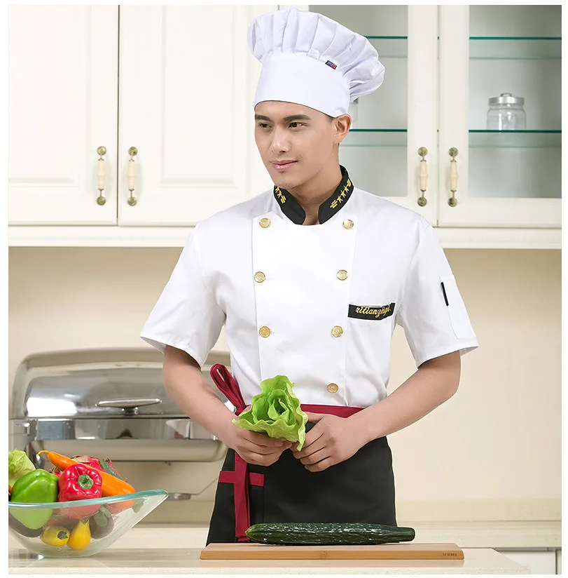 new Fashionable Unisex Double breasted Chef's Uniform,Short sleeve Chef