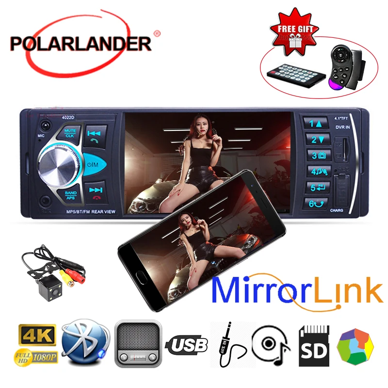 4.1 Inch Car Radio Mirror Link For Android Phone MP5 Player Automagnitol Full HD Screen DVR/Camera Input FM/USB/SD/TF Bluetooth