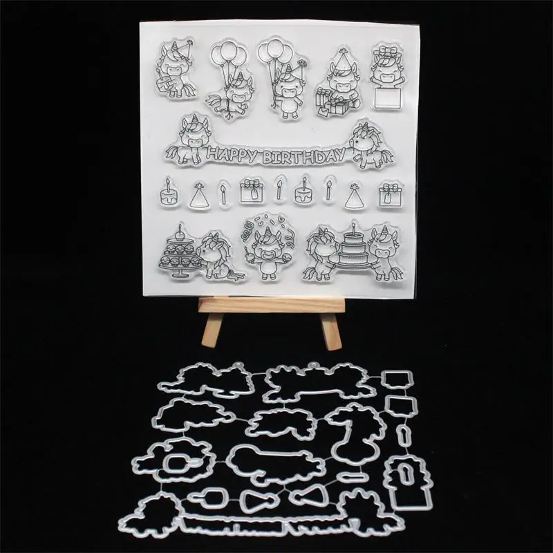 

VYUTXA Unicorn Party Clear Stamps or Metal Cutting Die Scrapbook Paper Craft Clear stamp scrapbooking