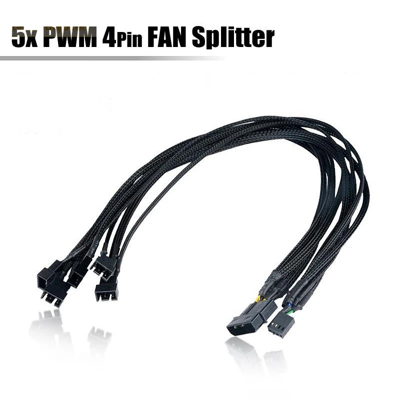 45cm 4 Pin PWM CPU Fan Power Cable 5x PWM 4Pin Fan Splitter Extension