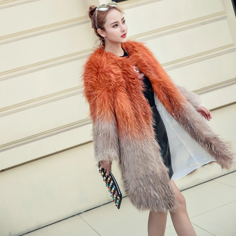 Moyen Rayé Hiver MYFansty 2019 Contraste D'importation Pelt Manteaux Rouge Coloré Pleine Femmes Réel Fourrure cou Corail Couleur O Manteau Chaud Renard De zMVSGpqU