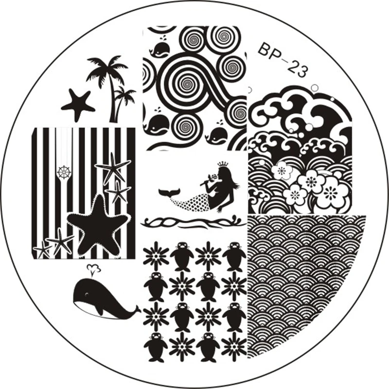 BORN PRETTY Ocean Праздничная тема дизайн ногтей штамп маникюрный шаблон дизайн изображение печать пластины дизайн ногтей трафарет BP-23