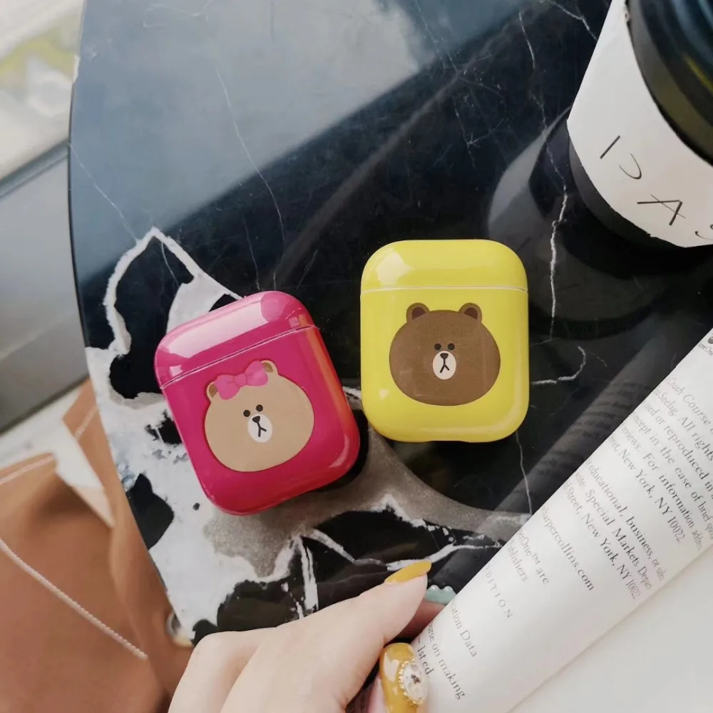 

For AirPods Case For Apple Airpods 2 Case Hard PC Earphone Cover For Airpods Carrying Box Case Plastic Cartoon Bear Headset Case