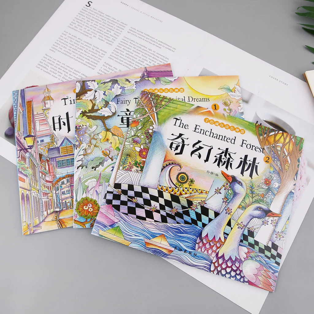 

8Pcs/Set Mysterious Garden Hand-painted Decompression Coloring Book Student Children Painting Graffiti Drawing Books