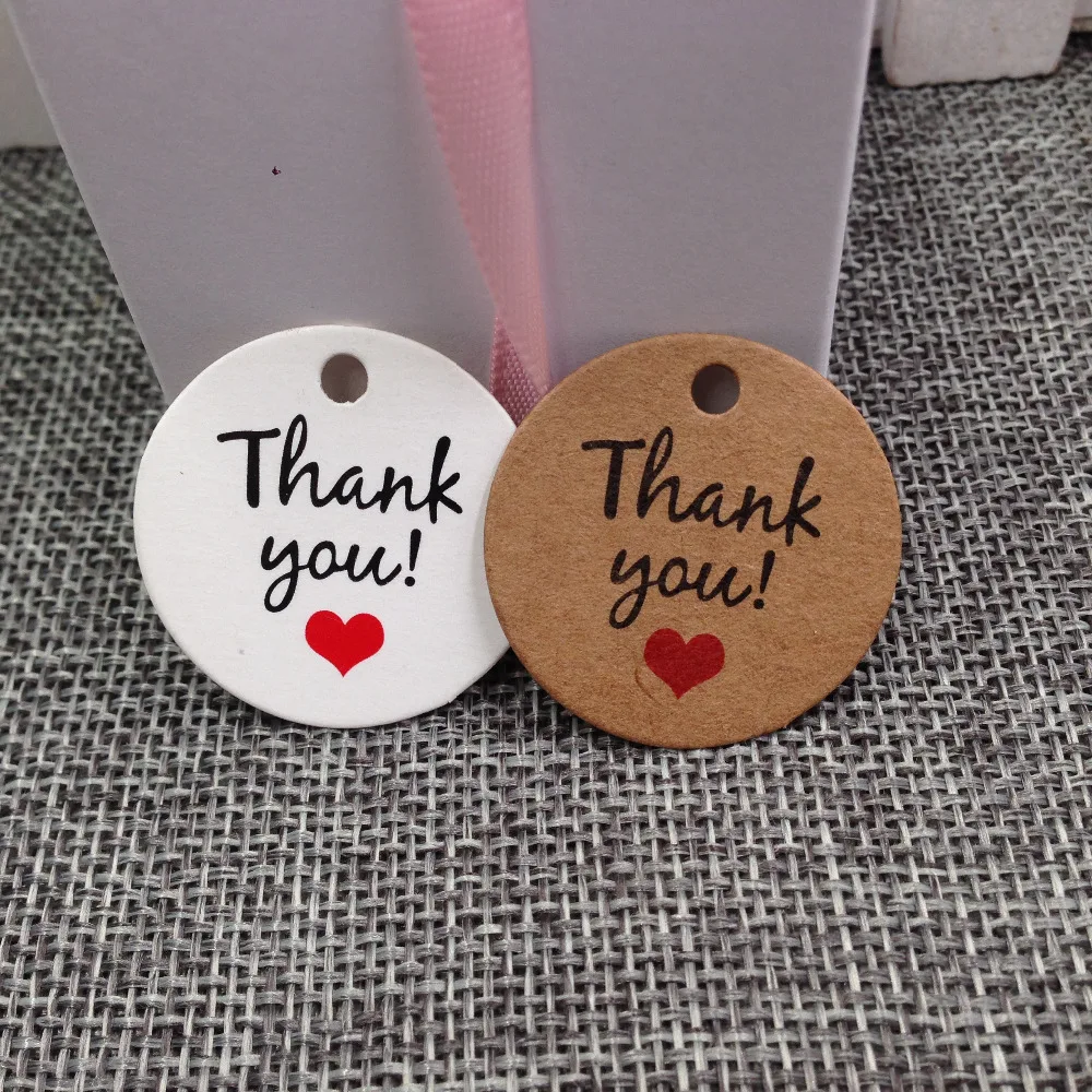 

200pcs/lot 3cm kraft tags hand made with love thank you kraft Tag for gift box and party DIY wedding Gift hang Tag