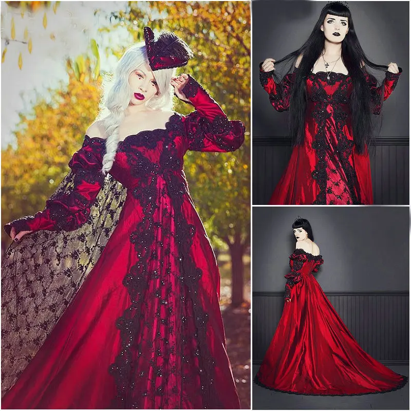 Новые Красные винтажные костюмы 18th Duchess Ретро Средневековый Ренессанс