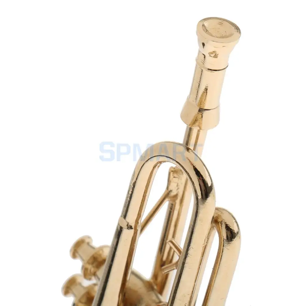 Dollhouse Miniature Copper Trumpet Musical Model for 1/6 Action Figures 12inch Dolls Accessories Collections Decor Ornaments