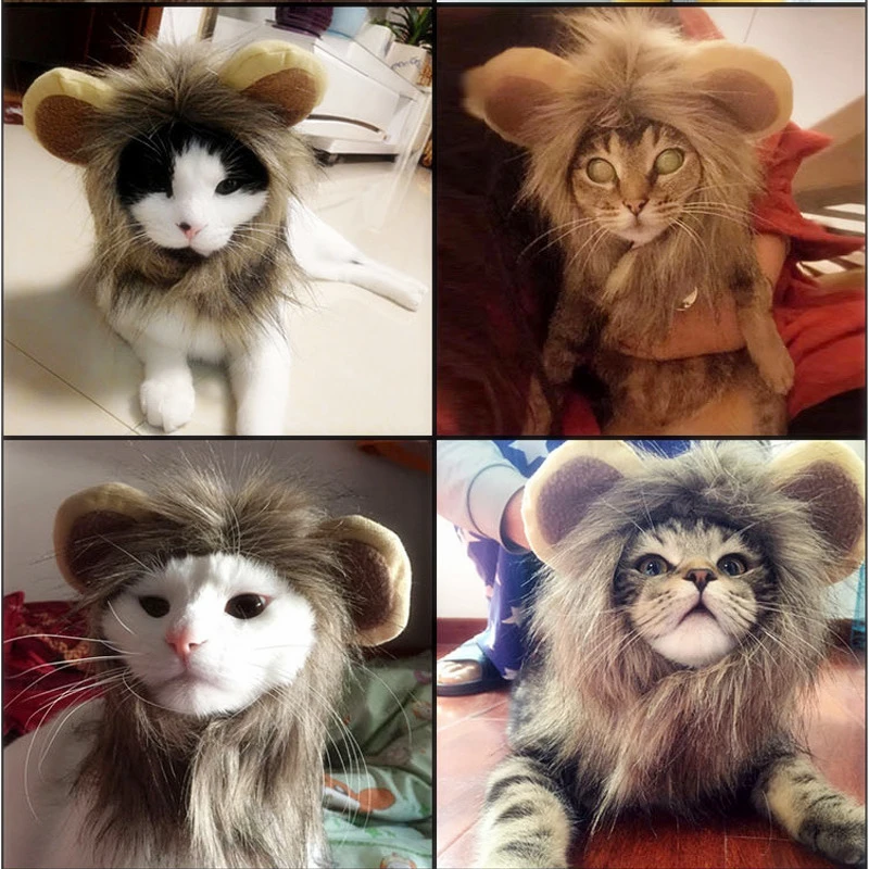 Happierpets Хэллоуин Горячая Забавный Pet Hat костюм Лев Мане Cat парик небольшой Товары
