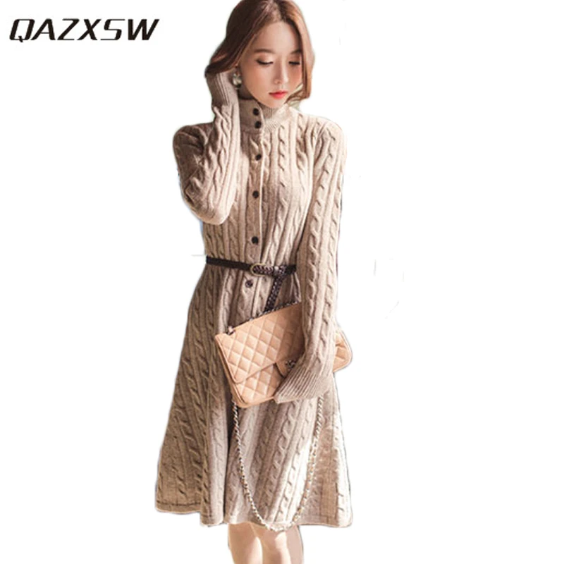 dress with cardigan and belt