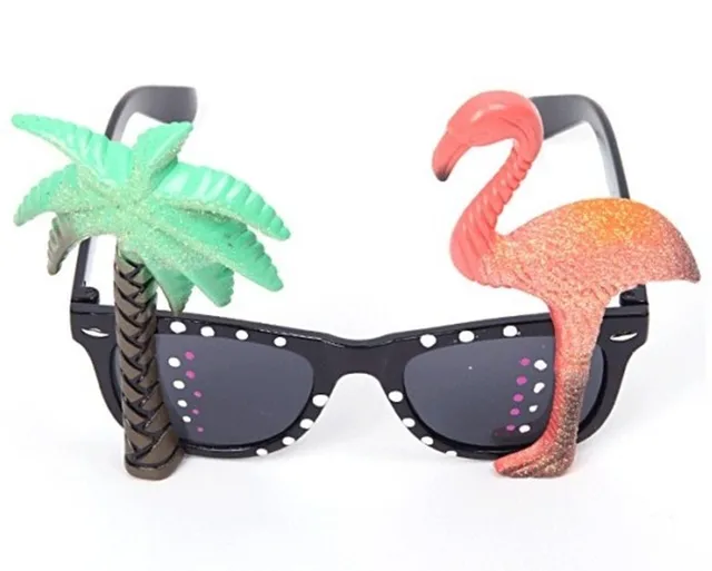 Fun Flamingo Sunglasses Hula Tropical Hawaiian Glitter Holidays Stag Pr