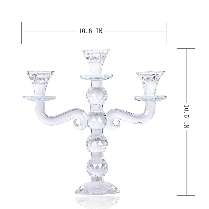 H& D 3 руки хрустальный канделябр-элегантный хрустальный подсвечник Столб Подсвечники Для дома свадебный стол декоративный(Clear-10.6inch