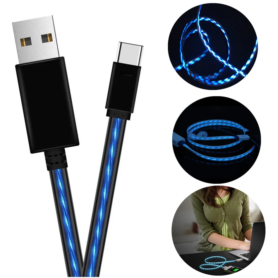 

1M Flowing LED Glowing Charging USB Data Cable for iPhone Cable XS X 8 7 6 6S 5s iPad 2.4A Fast Charge Charger For Lighting Cord