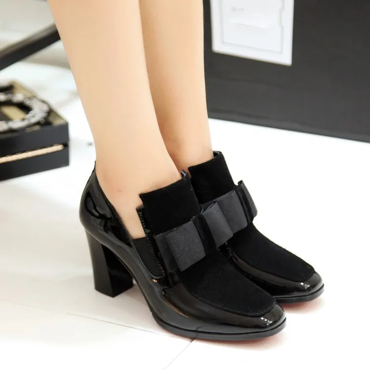 

XIUNINGYAN Women Genuine Leather High Heel Boots Bowknot Winter Ankle Boots Footwear Ladies High Heels Shoes