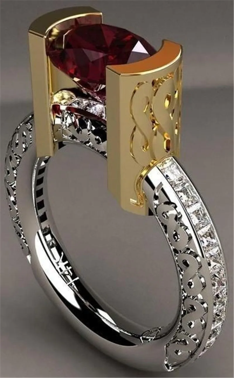 Новое модное кольцо с красными камнями для женщин, Винтажное кольцо с кристаллами, циркония, модные роскошные вечерние ювелирные изделия для помолвки